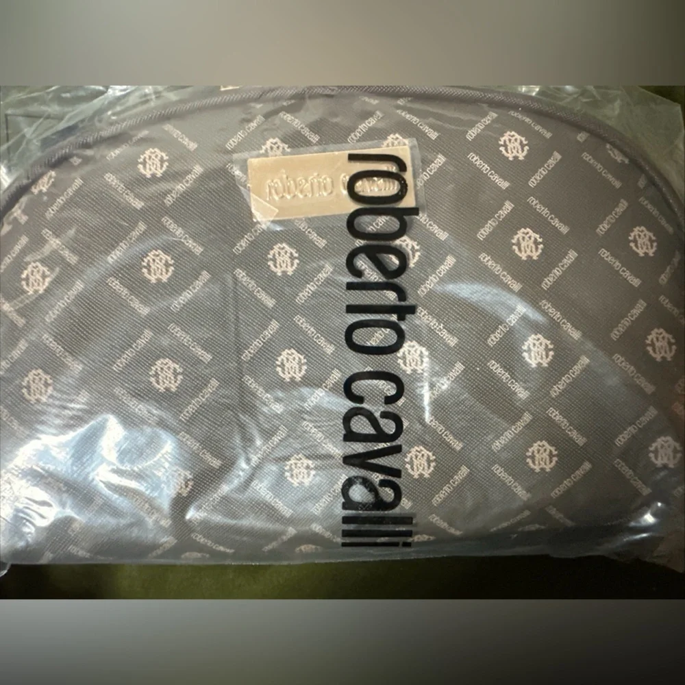 NEW Roberto Cavalli Brown Dome Toiletry Cosmetic Bag